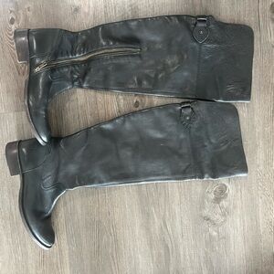 Black Leather Knee-High Boots